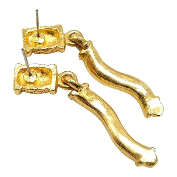 ParkLane Jewelry Priscilla Pe Rhinestone Dangle Earrings Gold Tone - Picture 3 of 4